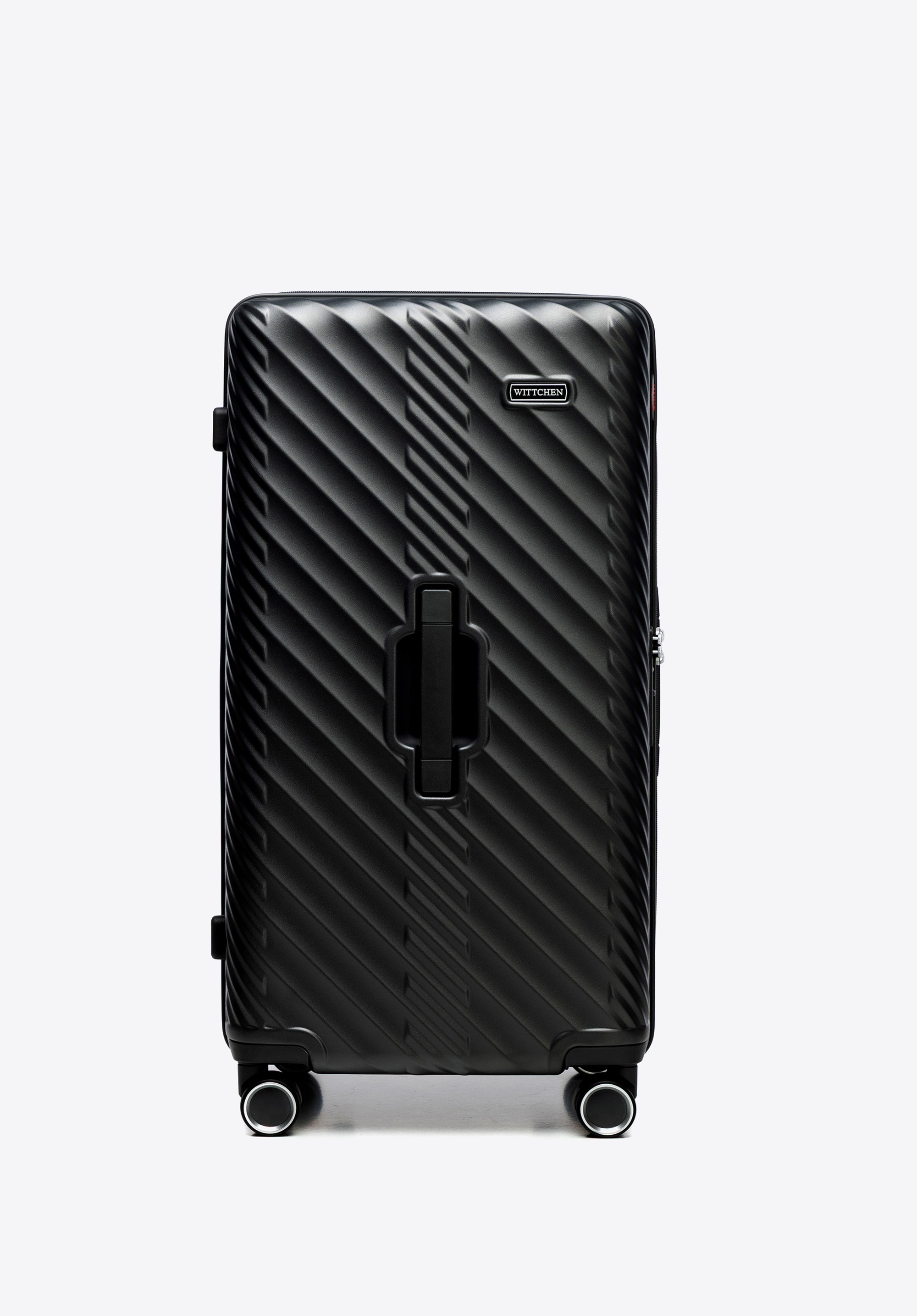 Valiză medie din policarbonat cu model geometric, negru, 56-3P-002-10, Fotografie 1