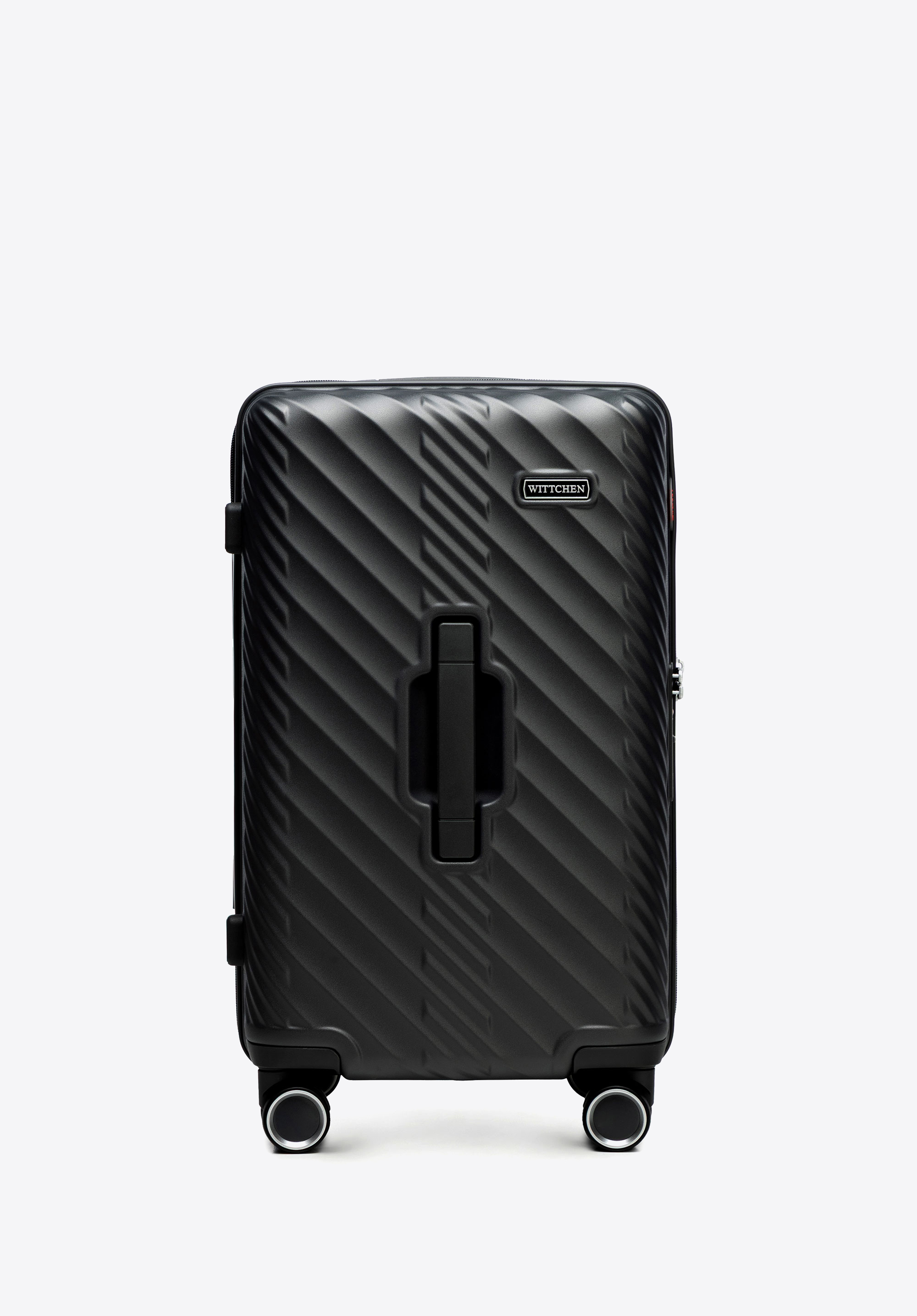 Valiză mică din policarbonat cu model geometric, negru, 56-3P-001-01, Fotografie 1