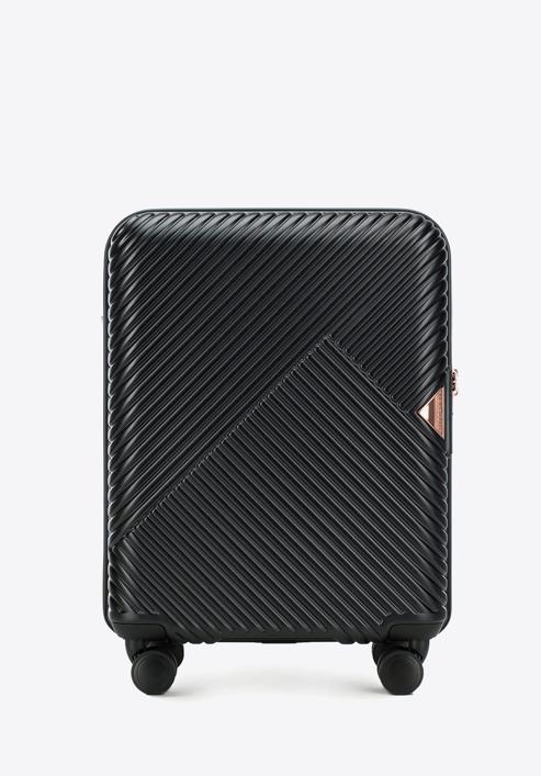 Valiză cabina din policarbonat cu dungi, negru, 56-3P-841-88, Fotografie 1