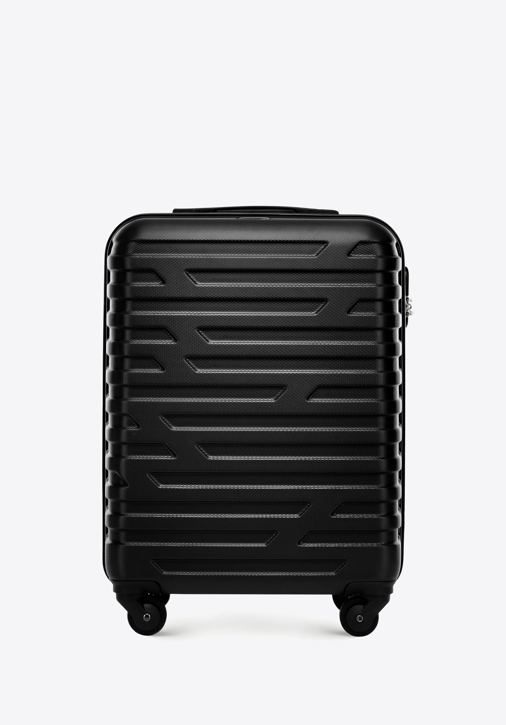 Valiză de cabină din ABS cu model geometric, negru, 56-3A-391-10, Fotografie 1