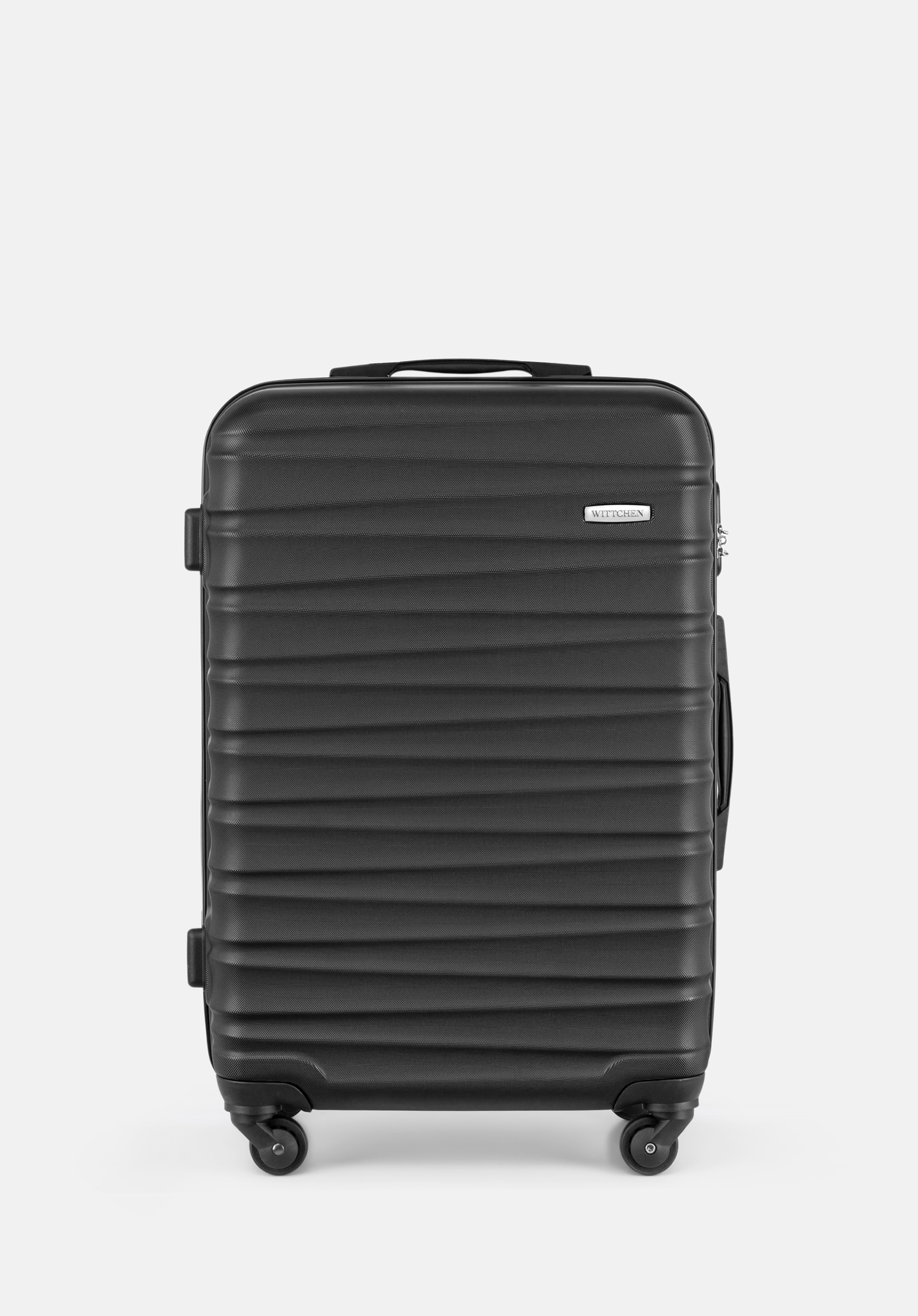 Valiză medie cu ABS și nervuri, negru, 56-3A-312-31, Fotografie 1