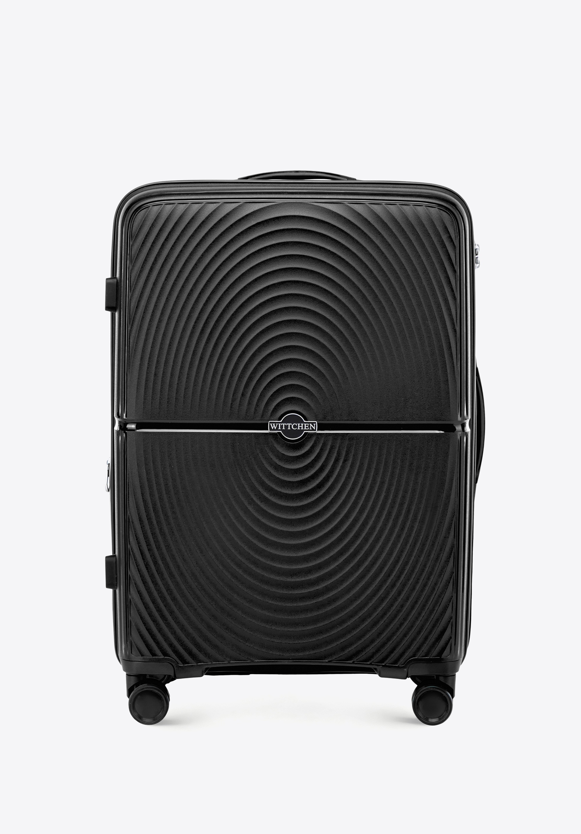 Valiză medie din polipropilenă cu model circular, negru, 56-3T-302-10, Fotografie 1