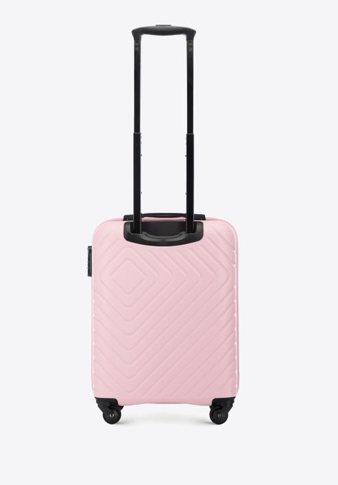 ABS Geometrikus kialakítású kabinbőrönd, világos rózsaszín, 56-3A-751-86, Fénykép 3