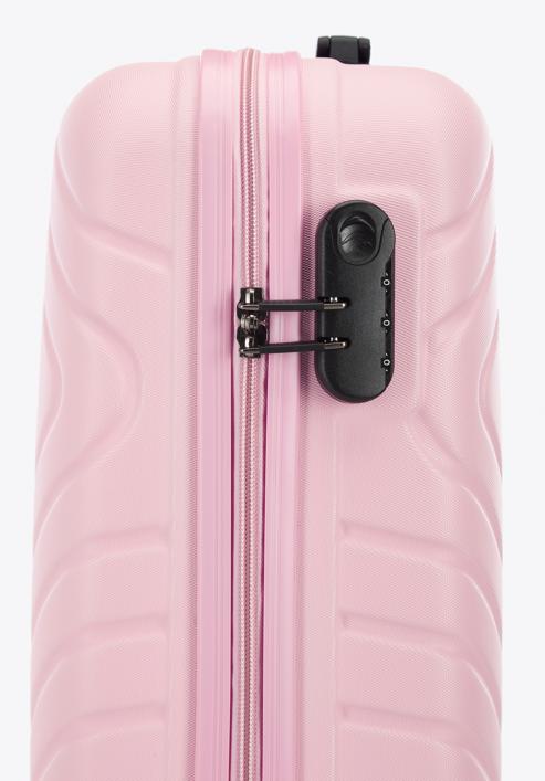 ABS Geometrikus kialakítású kabinbőrönd, világos rózsaszín, 56-3A-751-86, Fénykép 8