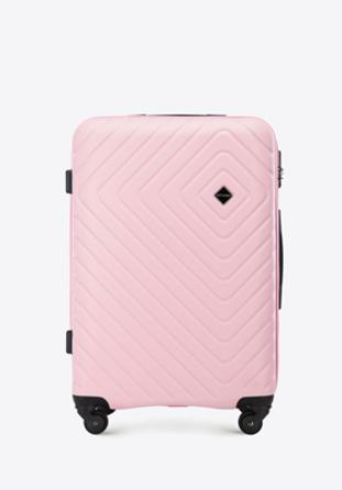 ABS Közepes méretű bőrönd geometriai dombornyomással, világos rózsaszín, 56-3A-752-35, Fénykép 1