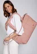 Nagy méretű steppelt női táska, néma rózsaszín, 91-4Y-305-P, Fénykép 15