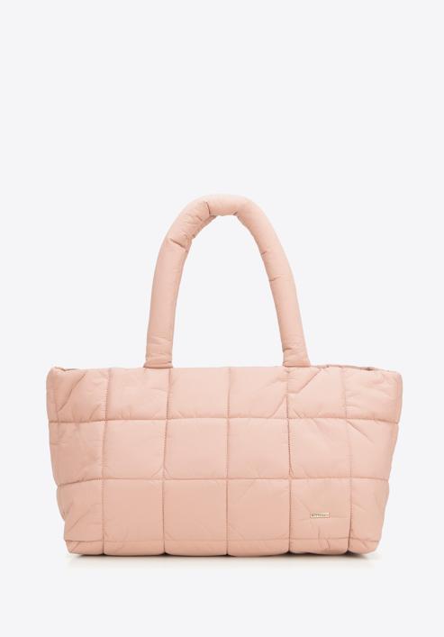 Nagy méretű steppelt női táska, néma rózsaszín, 91-4Y-305-P, Fénykép 2