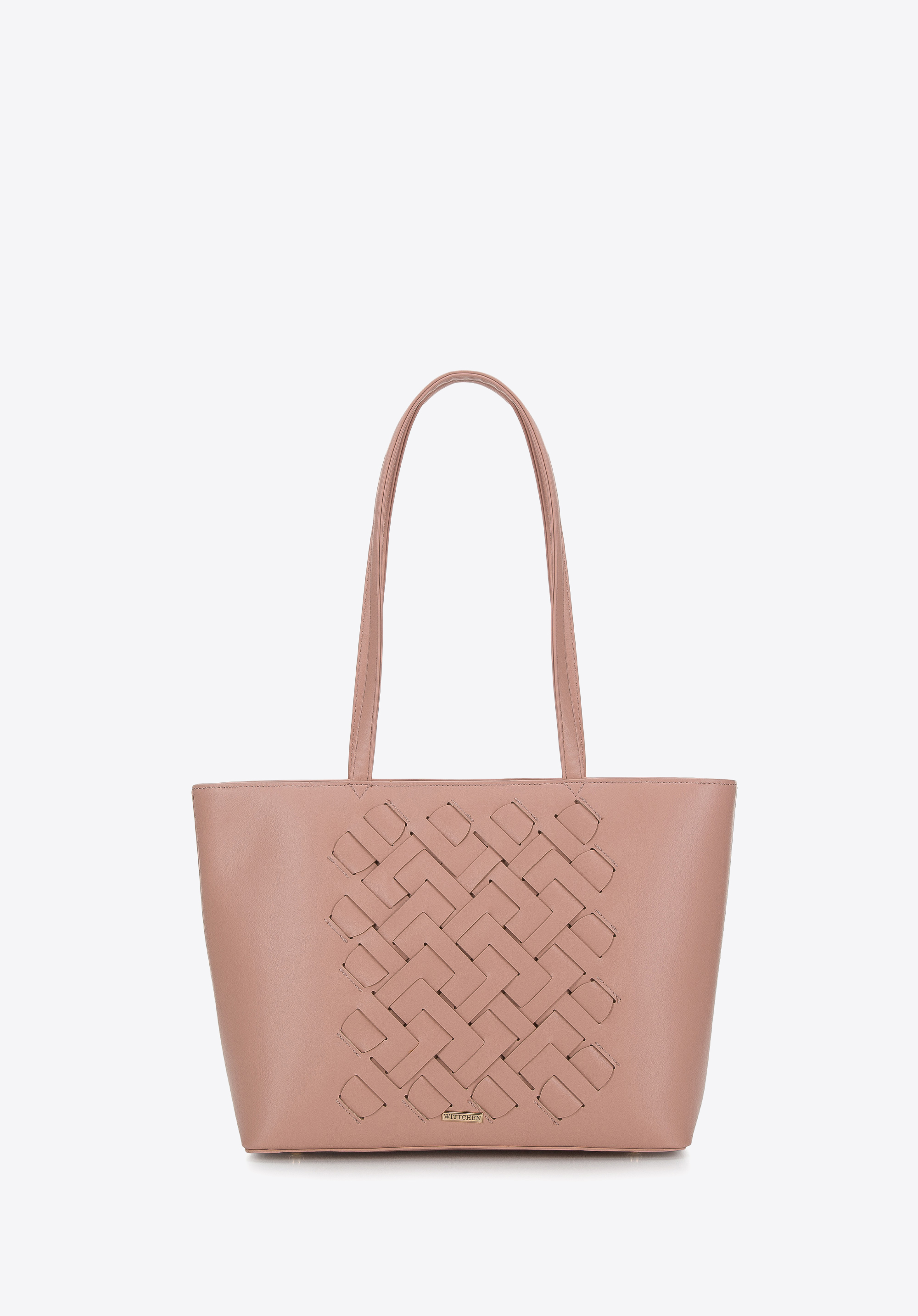 Női ökobőr shopper táska fonott részlettel
