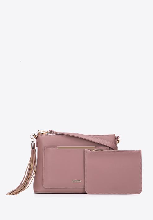 Női pro ökobőr crossbody táska kivehető tokkal, néma rózsaszín, 97-4Y-233-9, Fénykép 2