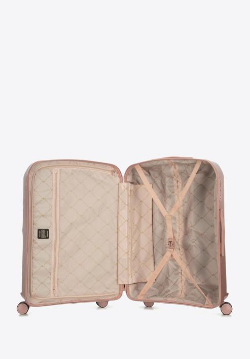 Polikarbonát nagy bőrönd, vörösarany cipzárral, néma rózsaszín, 56-3P-133-77, Fénykép 5