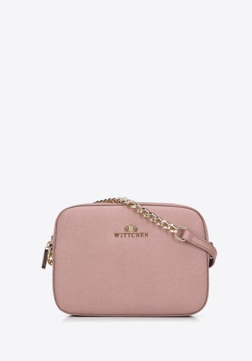 Saffiano bőr láncos crossbody táska, néma rózsaszín, 29-4E-019-P, Fénykép 1