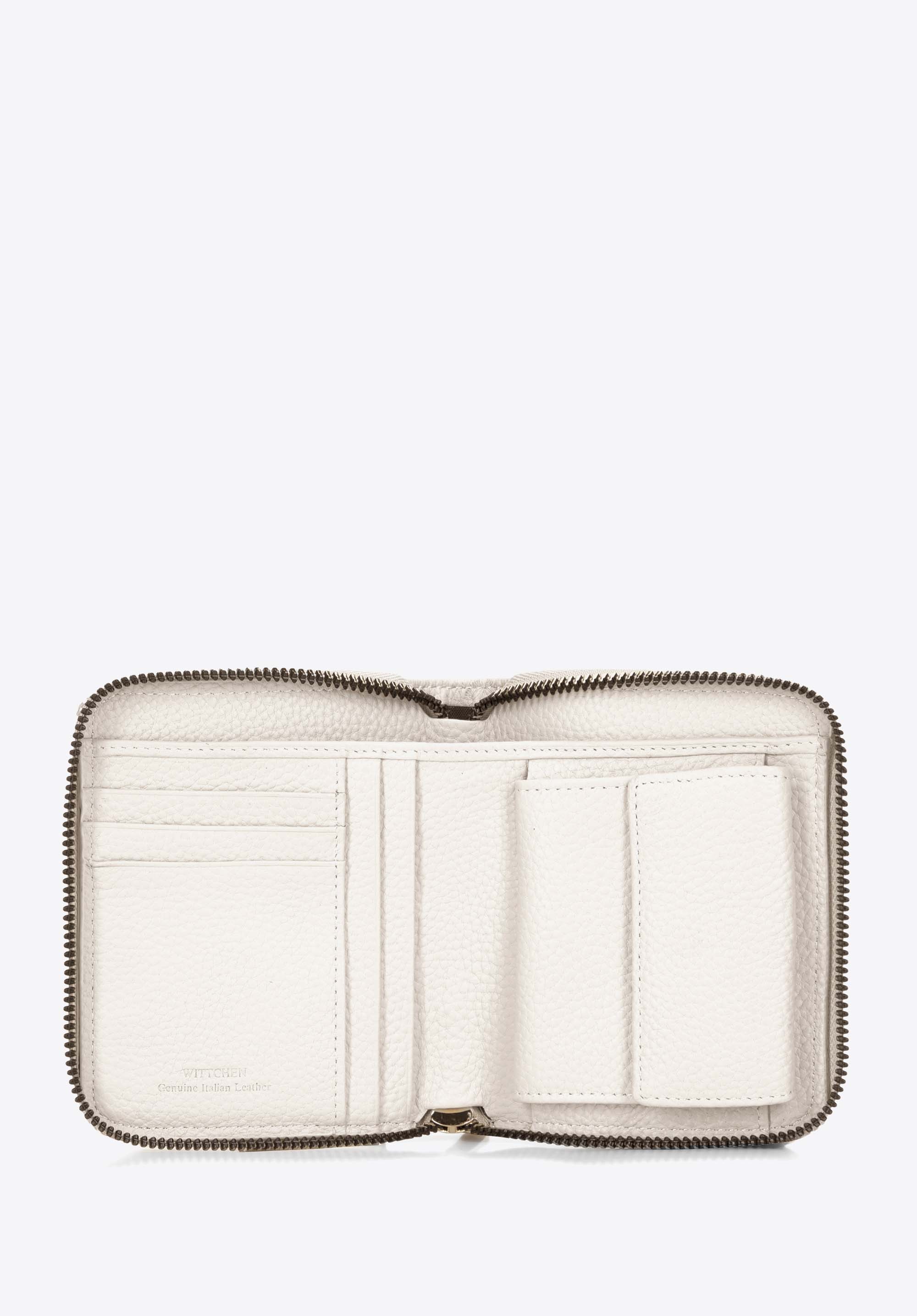 Damen-Geldbörse aus geprägtem Leder, nicht-gerade weiss, 99-1E-309-9, Bild 1