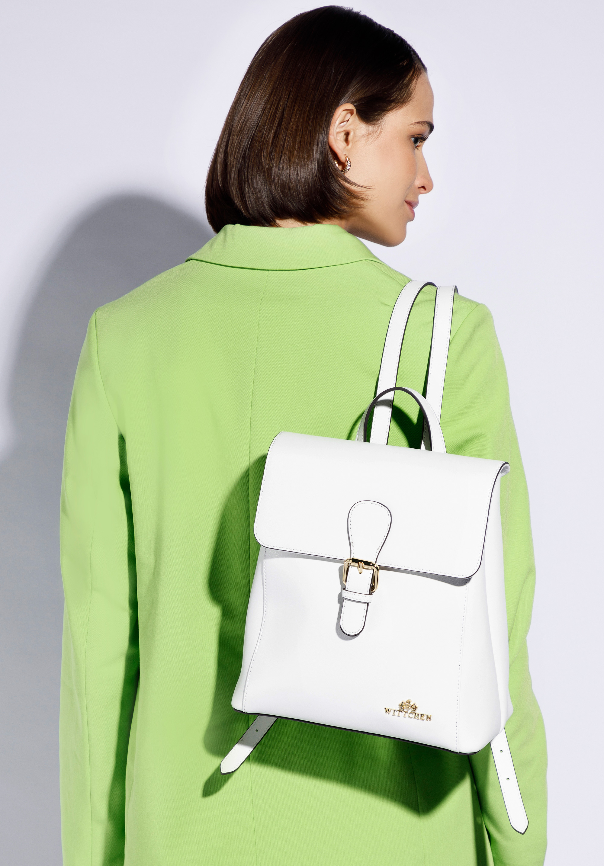 Einfacher Zweikammer-Lederrucksack für Damen, nicht-gerade weiss, 96-4E-641-0, Bild 1