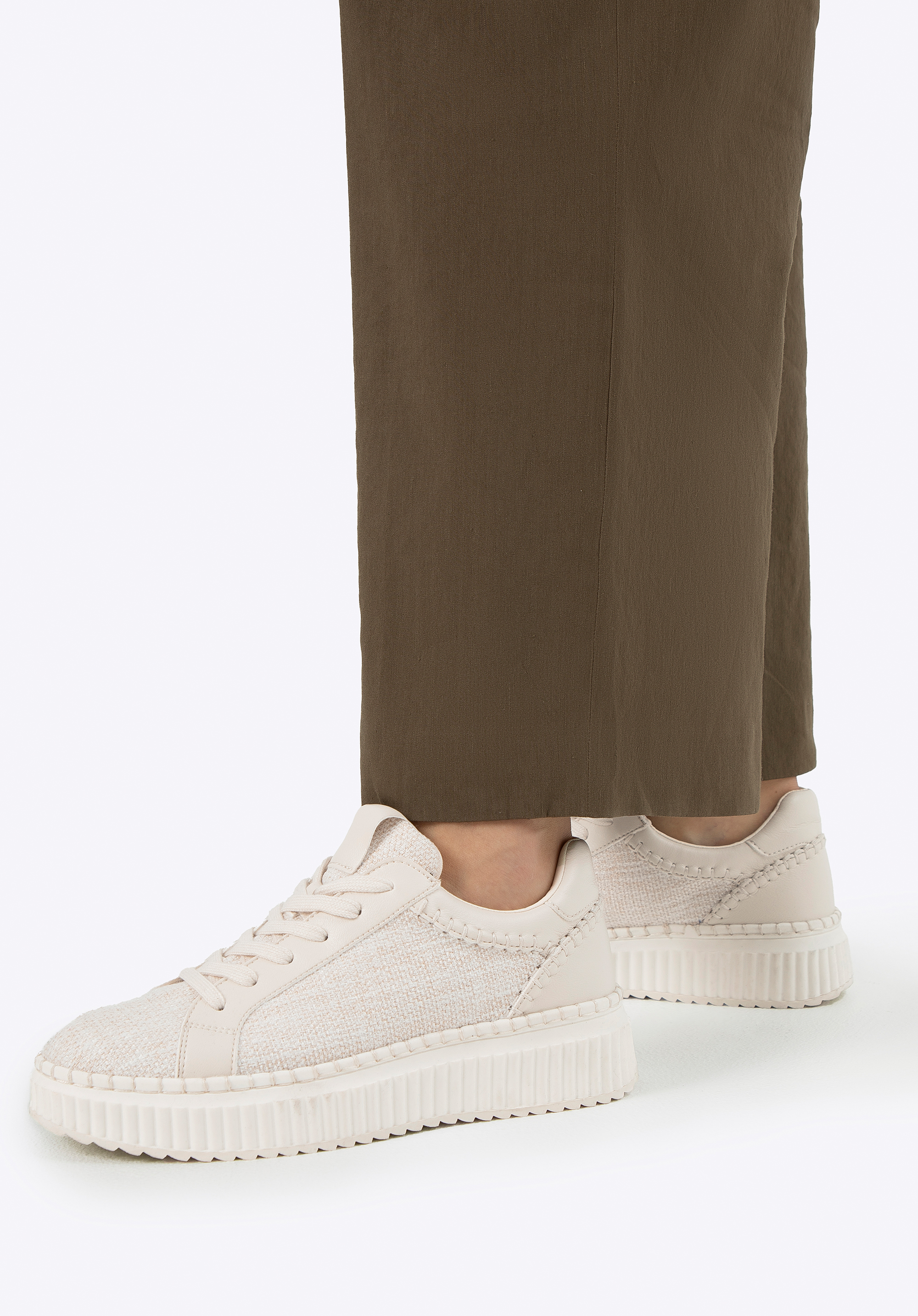 Damen-Sneaker aus Textil und Ökoleder weiß