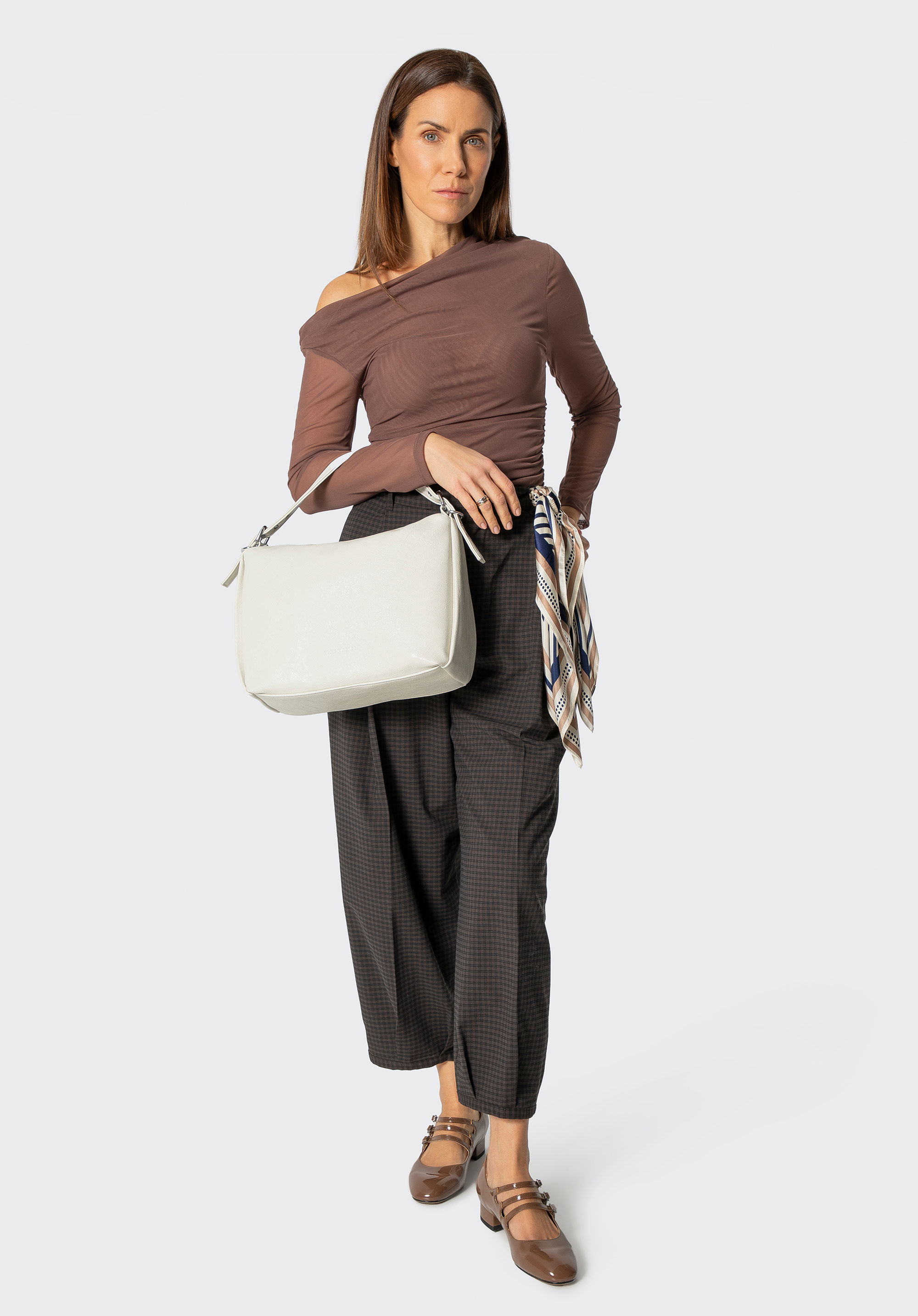 Damenhandtasche aus Kunstleder mit verstellbarem Griff, nicht-gerade weiss, 101-4Y-703-0, Bild 1