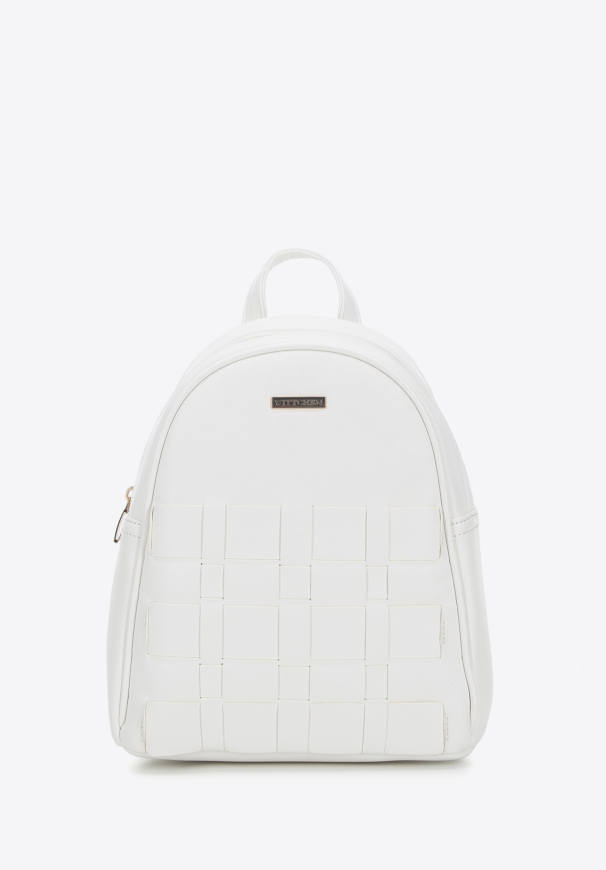 Damenrucksack aus Ökoleder mit Geflechtmuster, nicht-gerade weiss, 94-4Y-408-0, Bild 1
