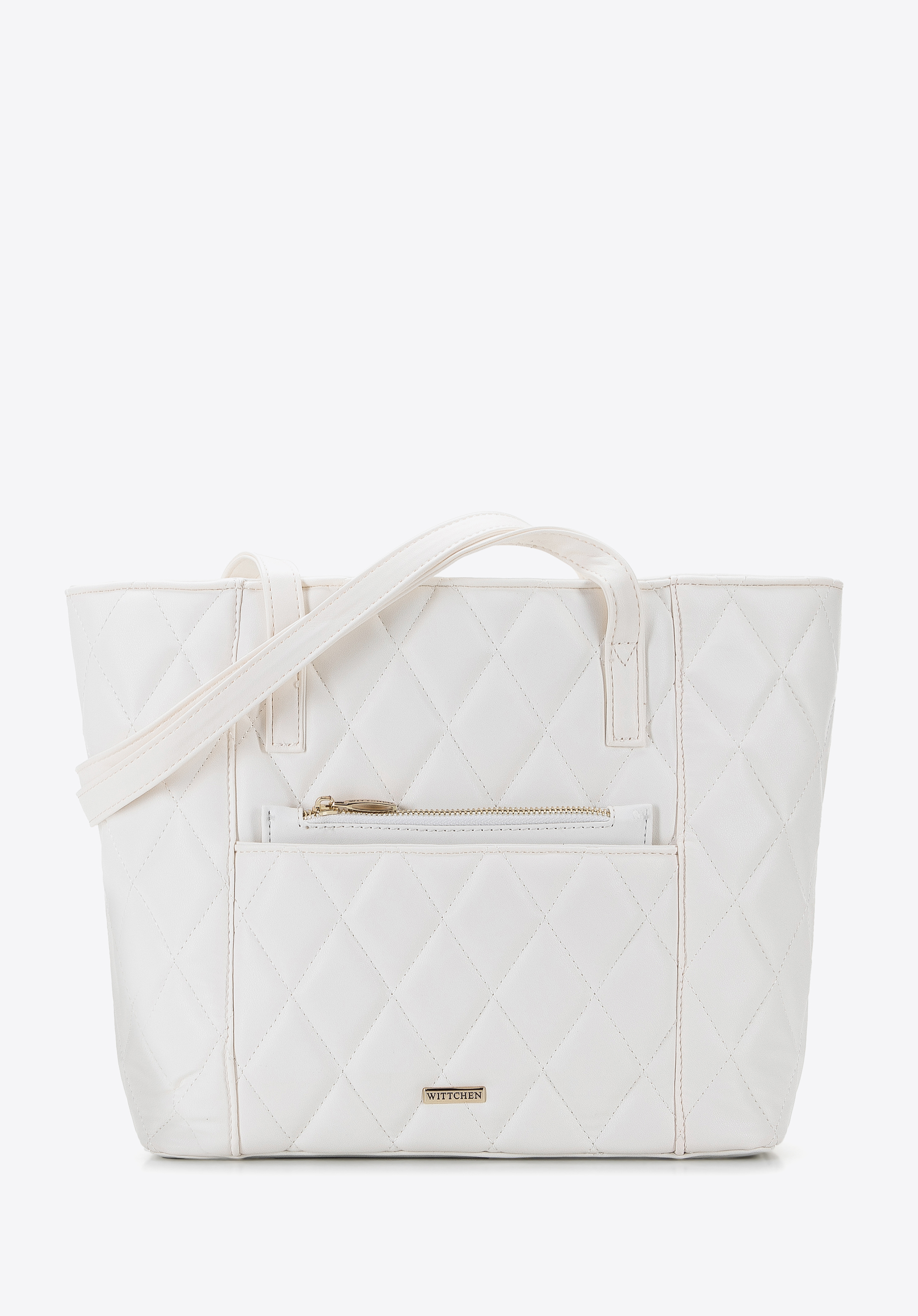 Gesteppte Shopper-Tasche aus Kunstleder mit abnehmbarer Tasche