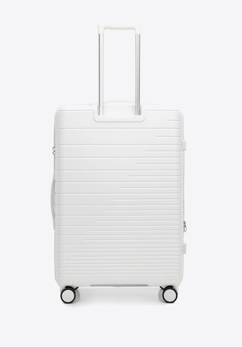 Großer Koffer aus Polypropylen mit glänzenden Riemen, nicht-gerade weiss, 56-3T-163-35, Bild 3