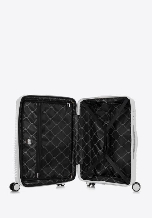 Großer Koffer aus Polypropylen mit glänzenden Riemen, nicht-gerade weiss, 56-3T-163-89, Bild 5