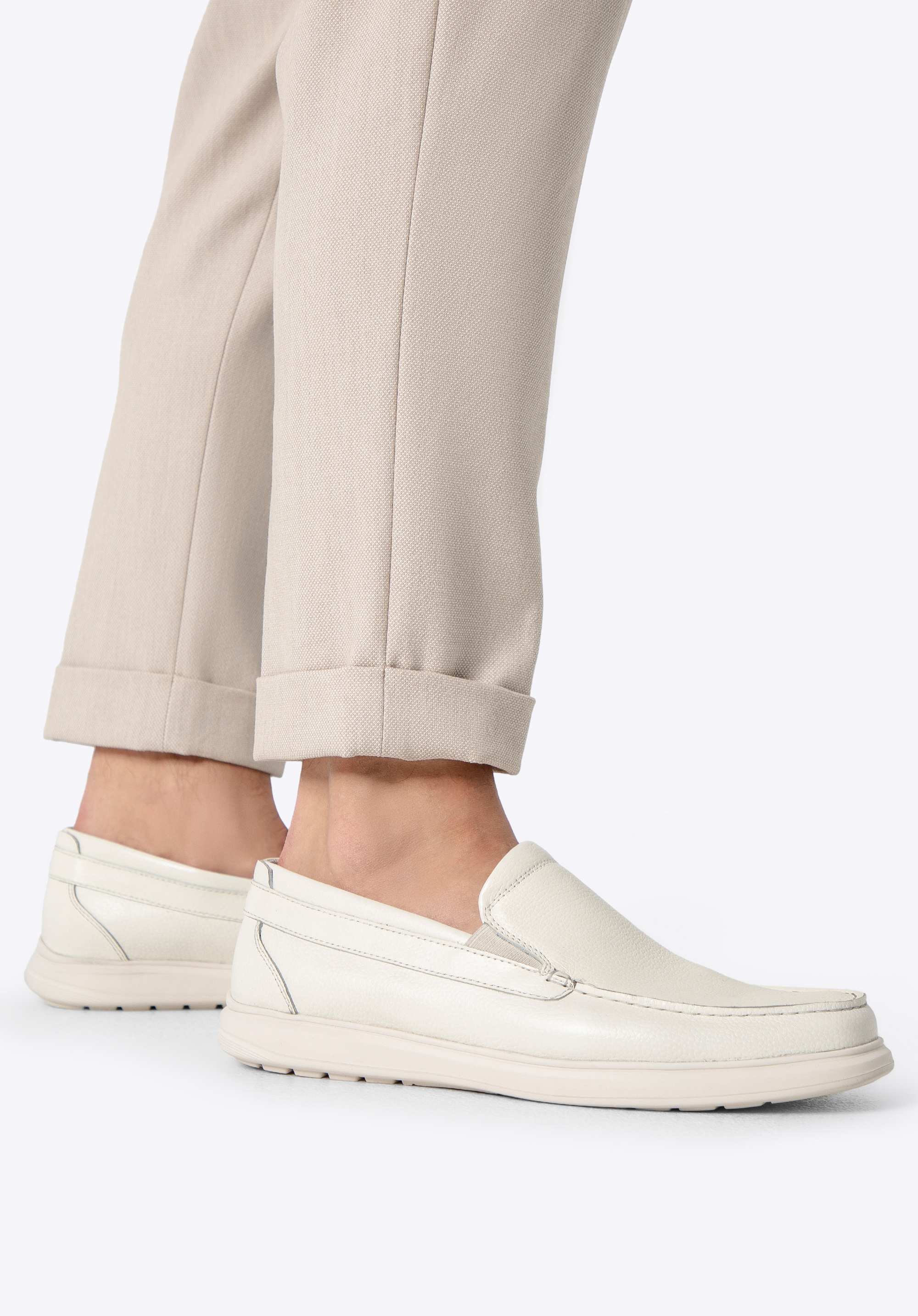 Herrenschuhe aus echtem Leder, nicht-gerade weiss, 100-M-506-0-43, Bild 1
