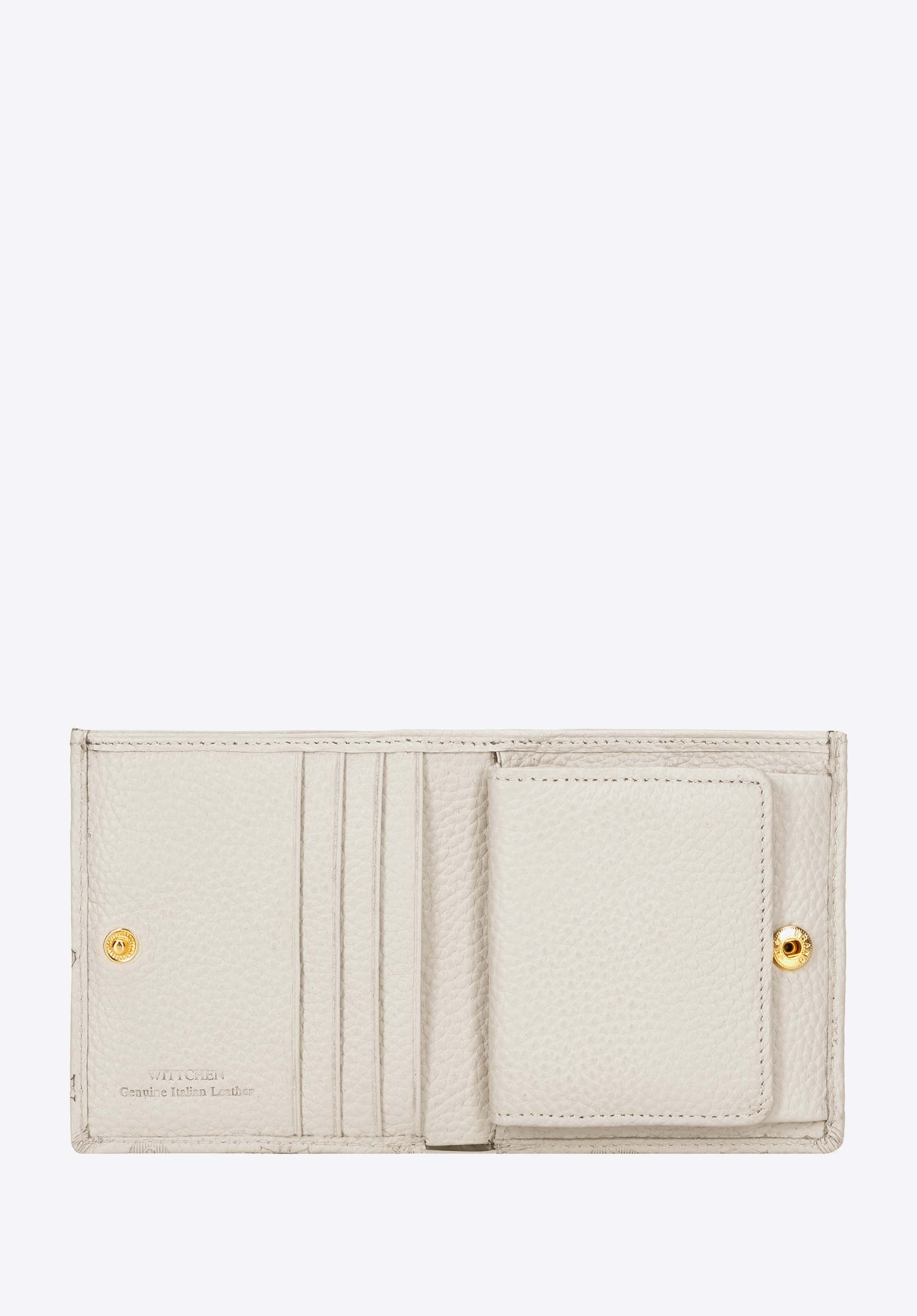 Kleine Damenbrieftasche aus geprägtem Leder, nicht-gerade weiss, 99-1E-363-9, Bild 1