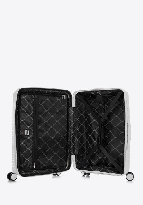 Mittelgroßer Koffer aus Polypropylen mit glänzenden Riemen, nicht-gerade weiss, 56-3T-162-86, Bild 5
