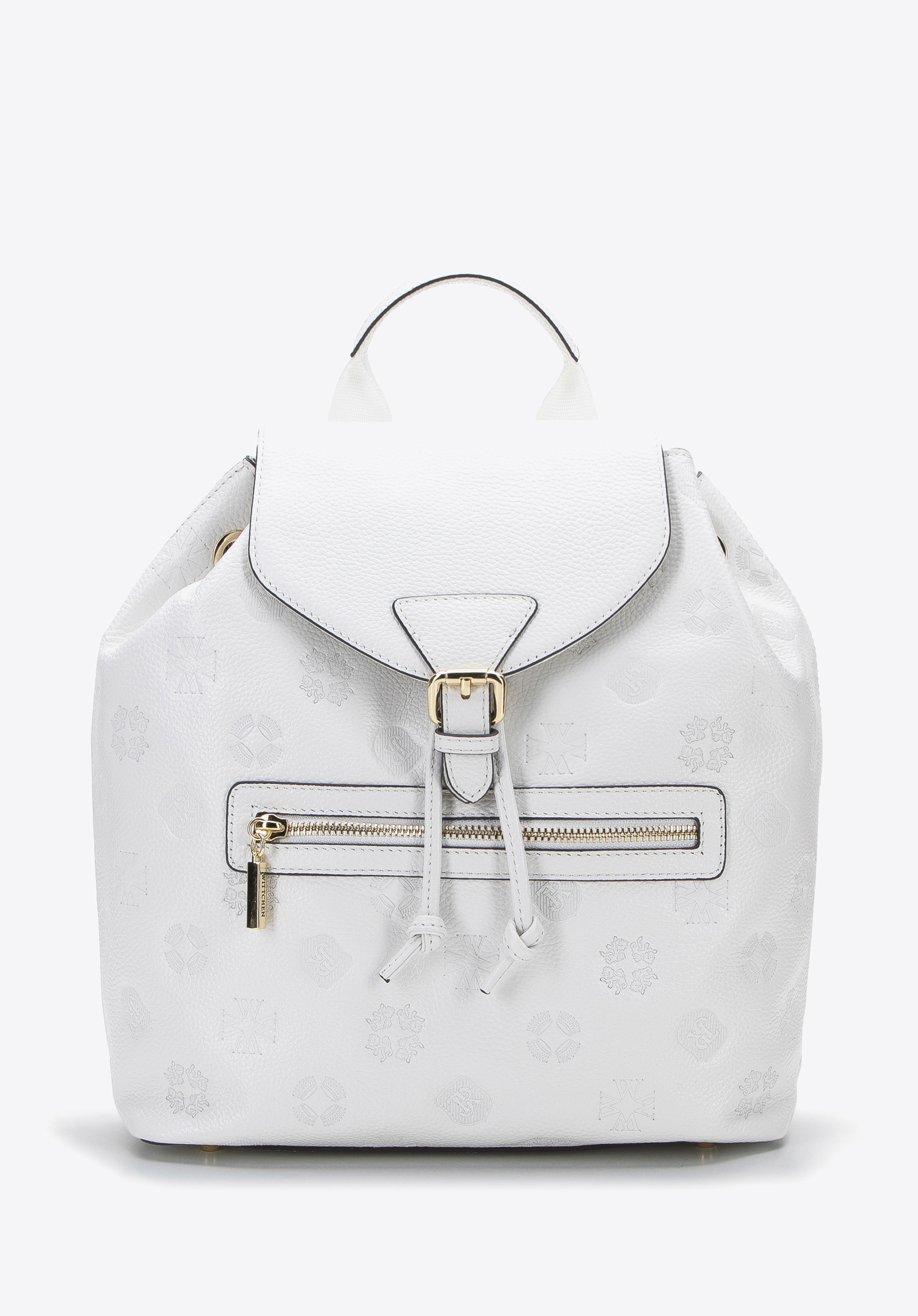 Damen-Rucksack aus Leder mit Monogramm, nicht-gerade weiss, 96-4E-606-0, Bild 1