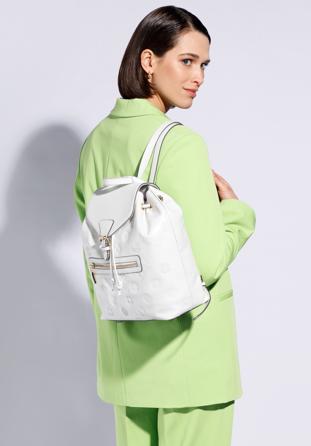 Damen-Rucksack aus Leder mit Monogramm, nicht-gerade weiss, 96-4E-606-0, Bild 1