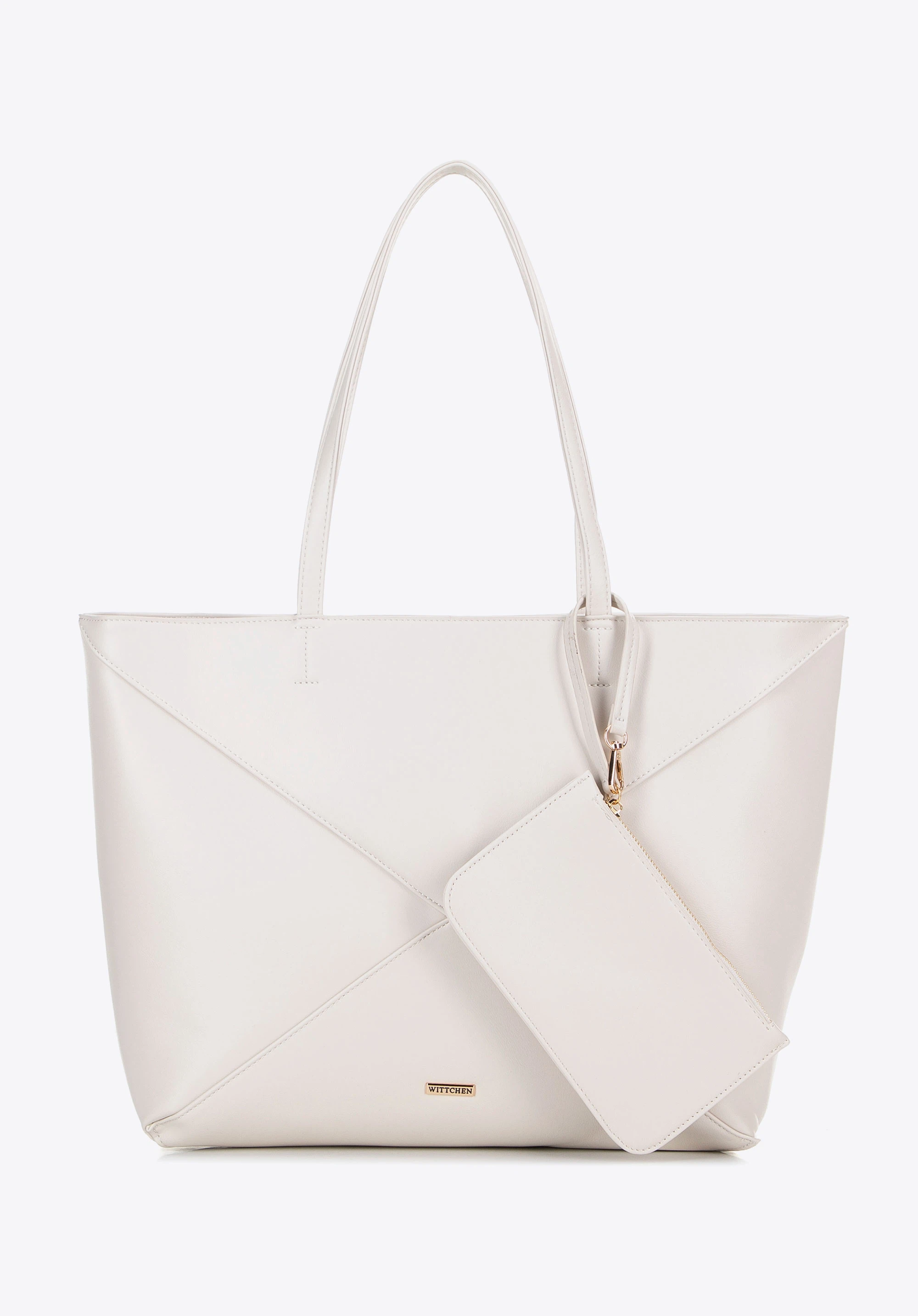 Shopper für Damen aus Lederimitat mit Nähten, nicht-gerade weiss, 100-4Y-233-0, Bild 1