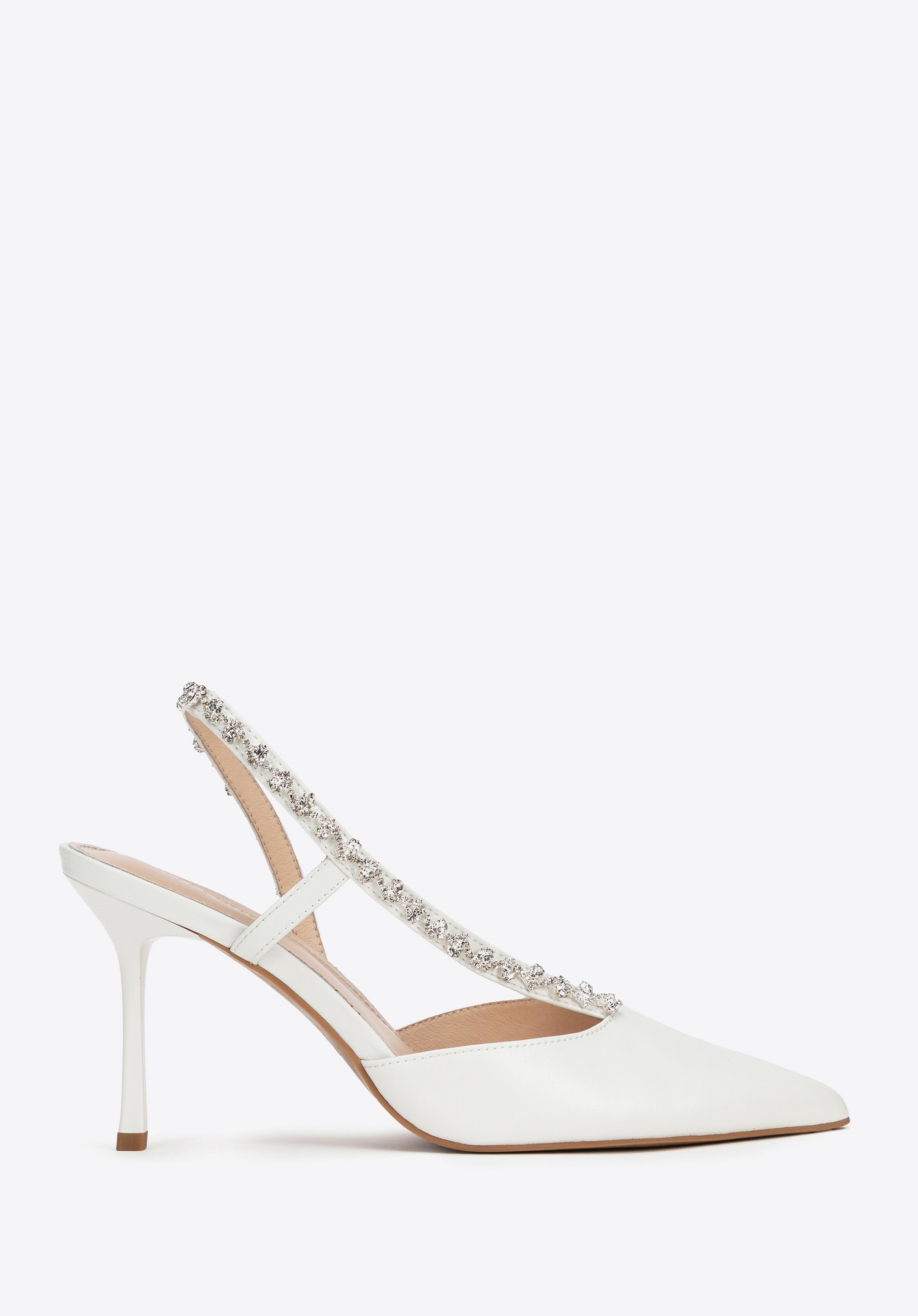 Verzierte Slingback-Pumps aus Leder, nicht-gerade weiss, 100-D-512-0-37, Bild 1