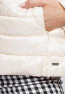 Geacă matlasată de damă cu bordură în trei culori, nuanță de alb, 93-9N-101-0-M, Fotografie 6