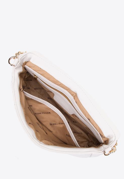 Geantă de damă matlasată cu clapă din piele artificială, nuanță de alb, 97-4Y-228-9, Fotografie 3