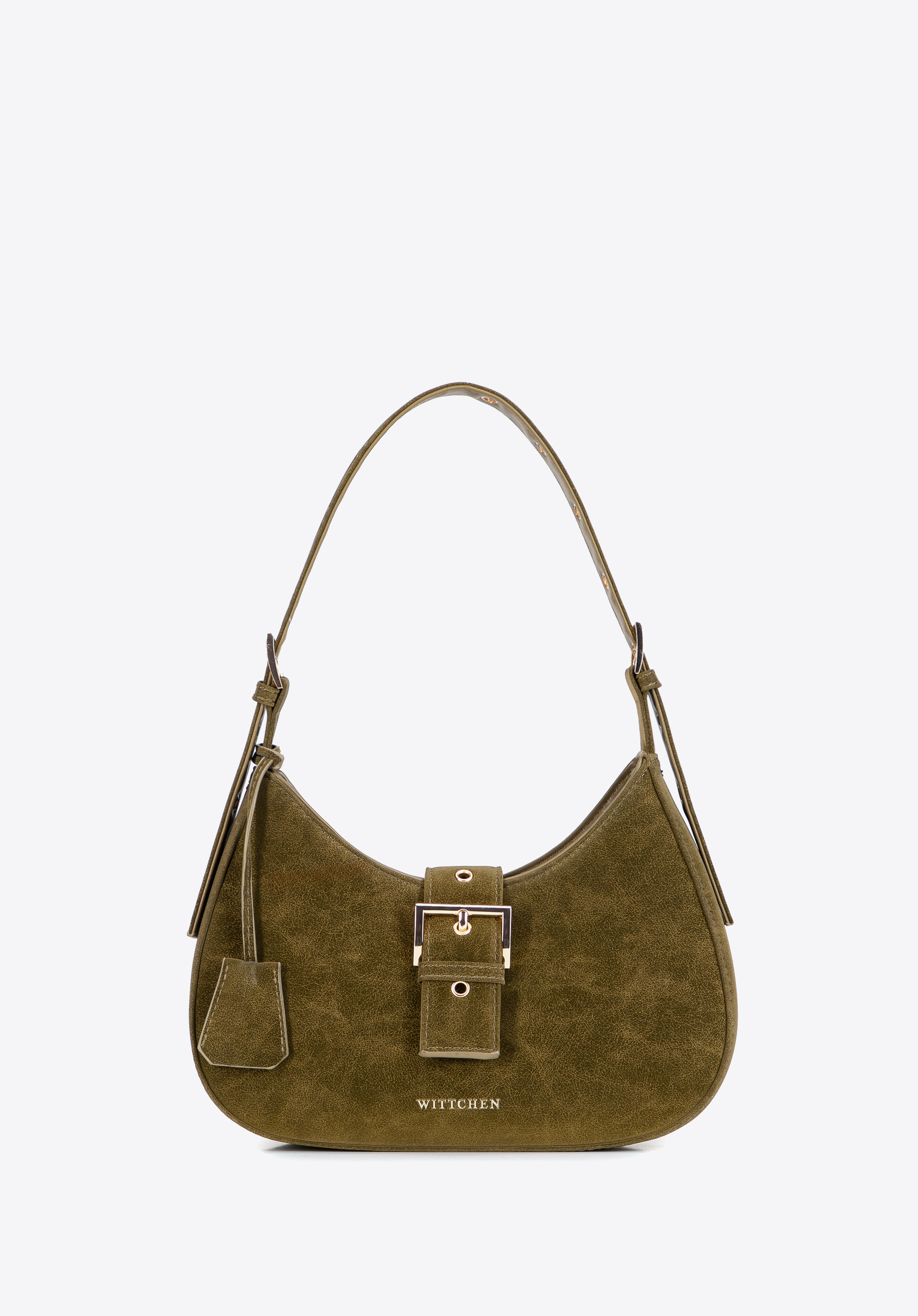 Damen-Baguette-Tasche mit dekorativer Schnalle, olivgrün, 103-4Y-506-Z, Bild 1
