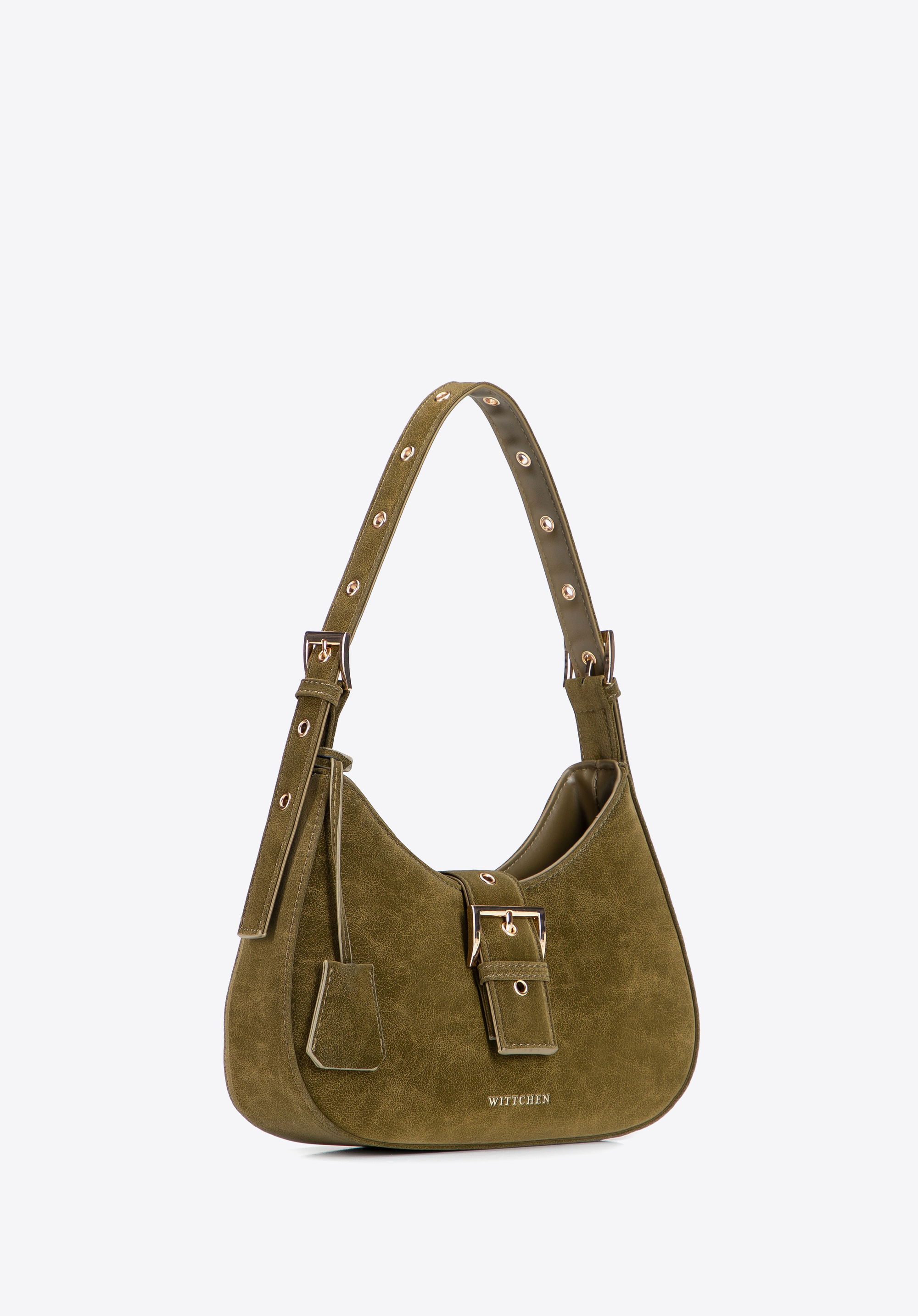Damen-Baguette-Tasche mit dekorativer Schnalle, olivgrün, 103-4Y-506-Z, Bild 1