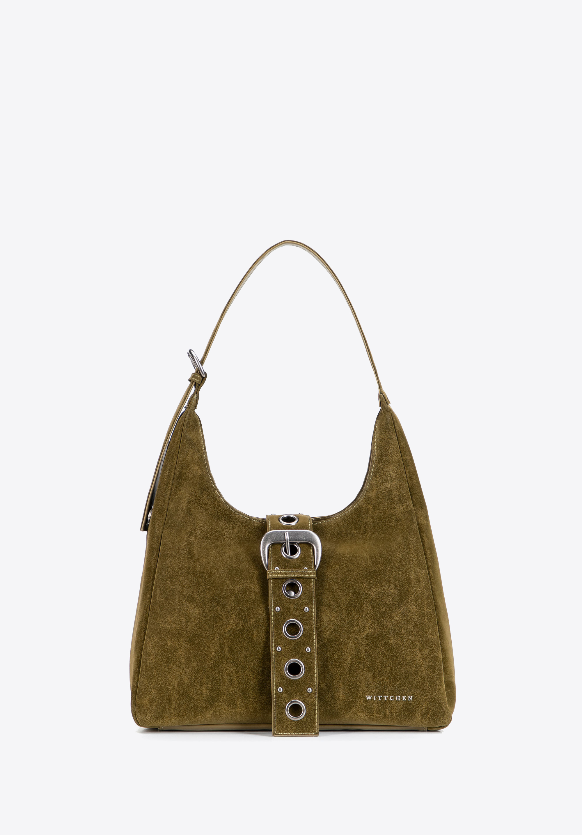 Hobo-Tasche mit Zierriemen, olivgrün, 103-4Y-505-Z, Bild 1