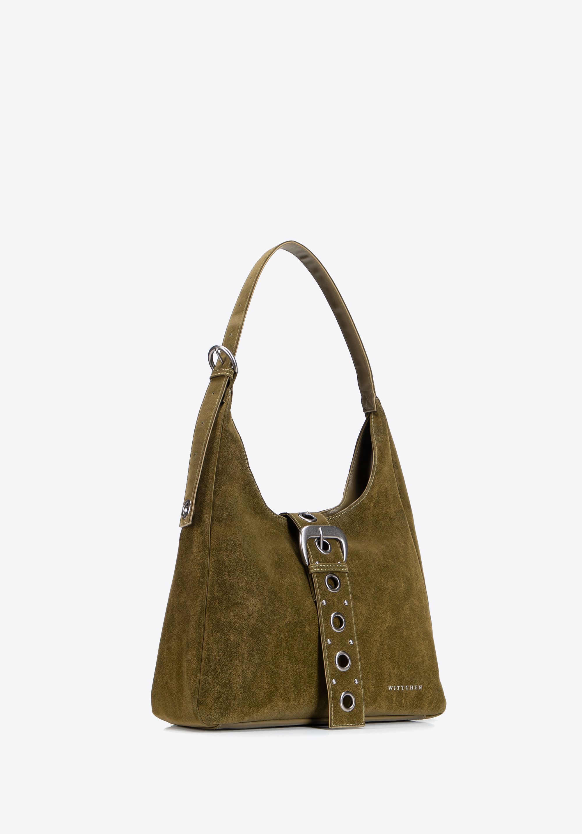 Hobo-Tasche mit Zierriemen, olivgrün, 103-4Y-505-Z, Bild 1