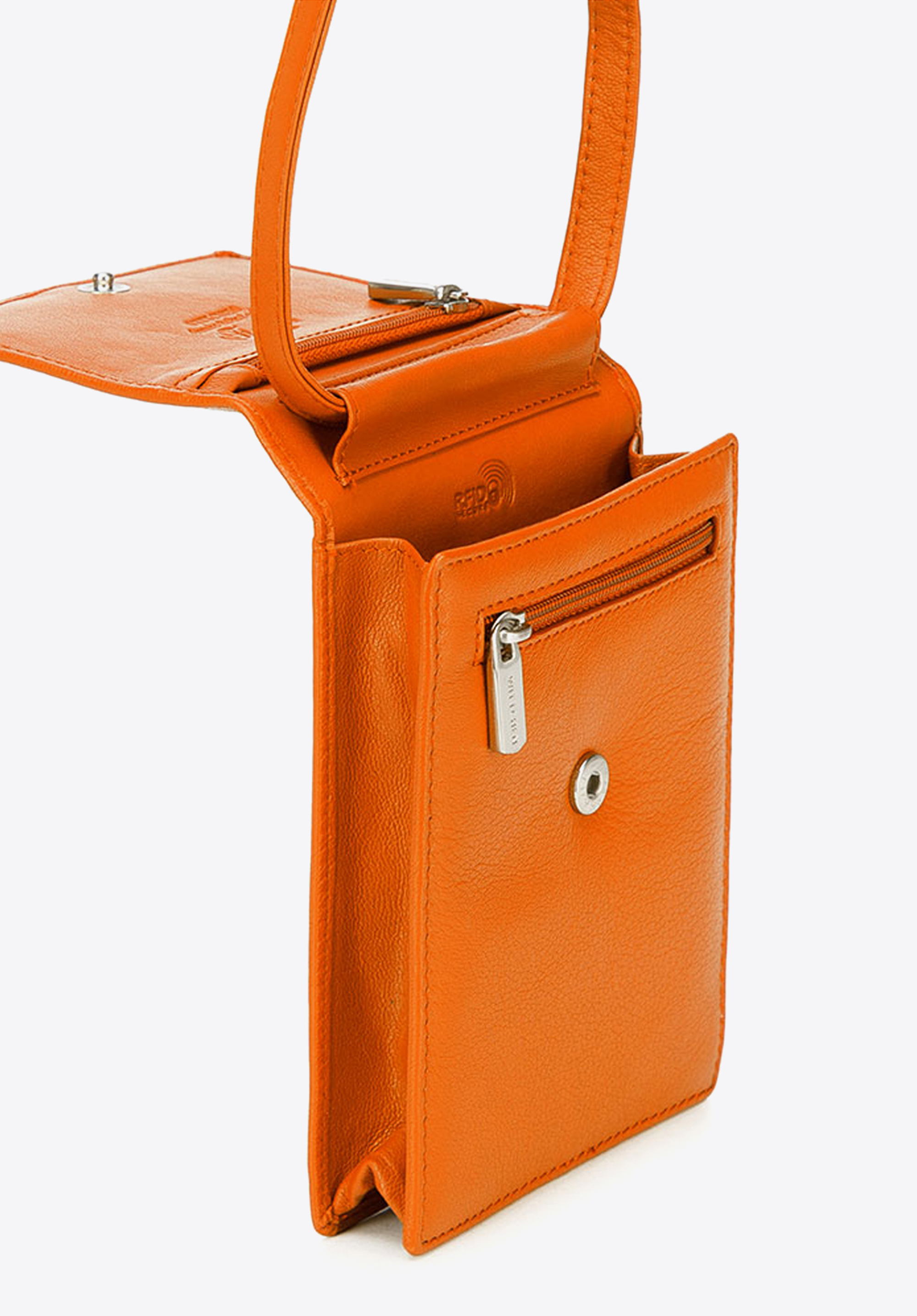 2-in-1-Mini-Crossbody-Tasche aus Leder, orange, 26-2-100-6, Bild 1