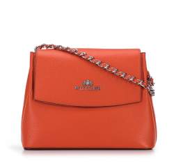 Damenhandtasche aus Leder an einer Kette, orange, 95-4E-632-6, Bild 1