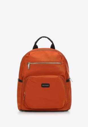 Damenrucksack aus Nylon mit Vordertaschen, orange, 97-4Y-105-6, Bild 1