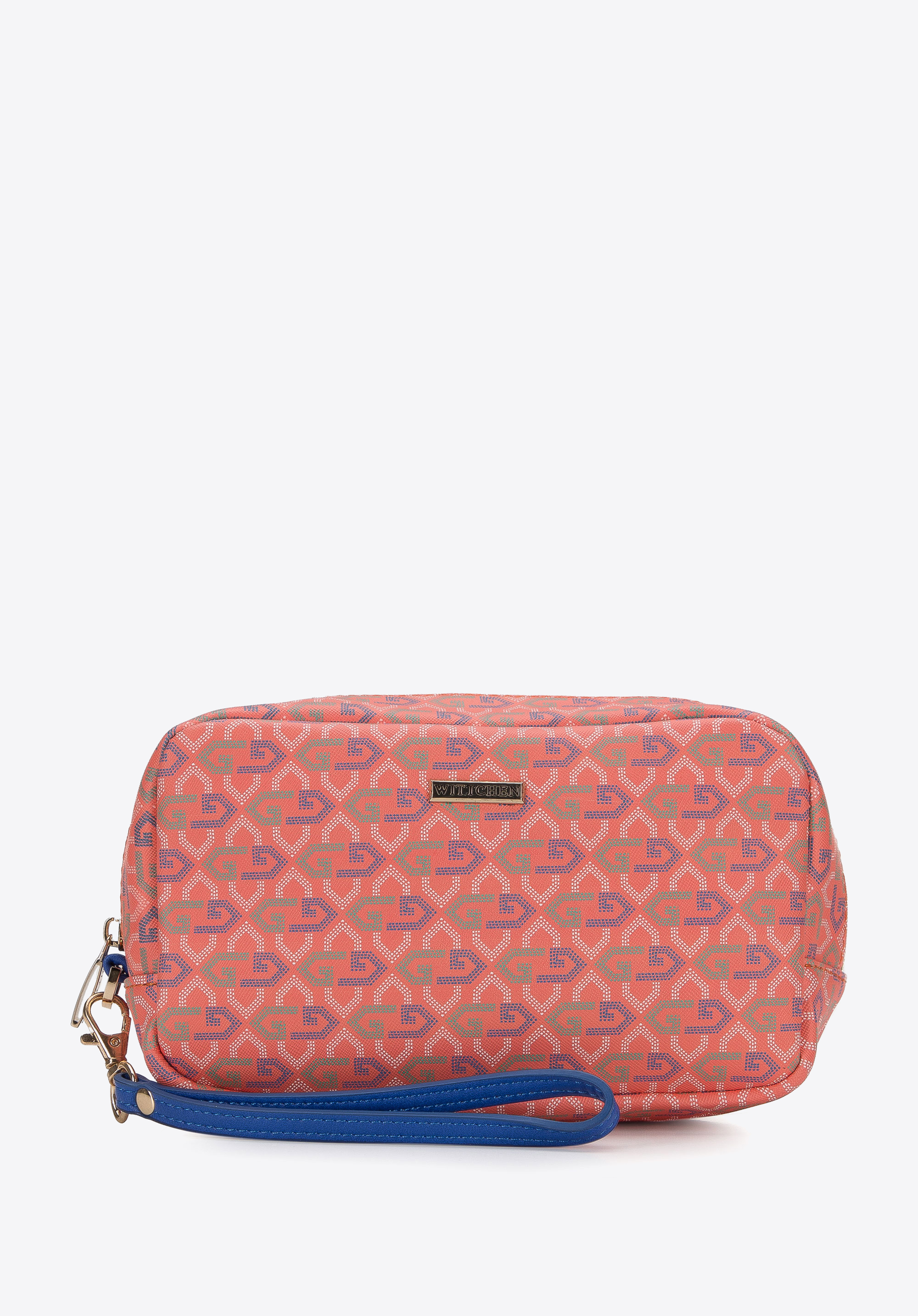 Gemusterte Kosmetiktasche für Damen, orange, 87-3-300-6, Bild 1
