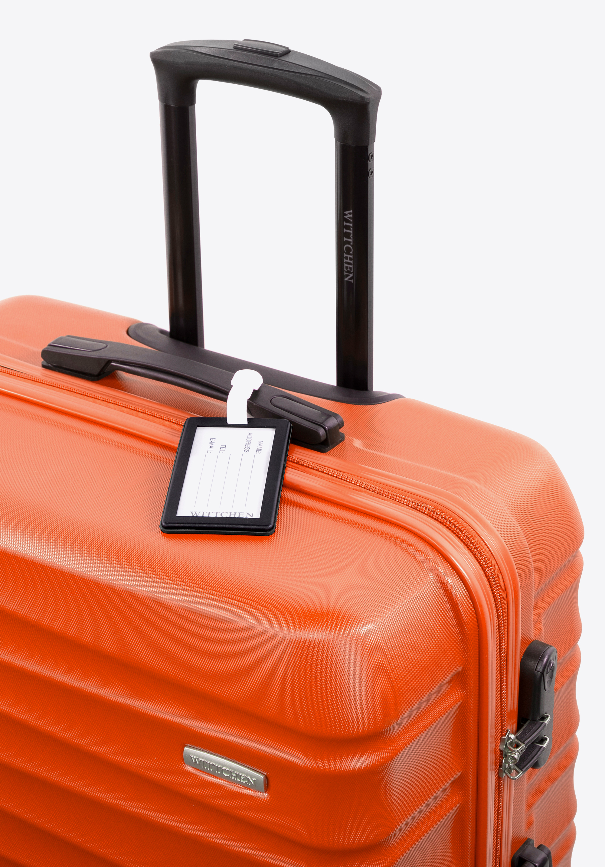Großer ABS-Koffer und Gepäckanhänger, orange, 56-3A-313-55Z4, Bild 1