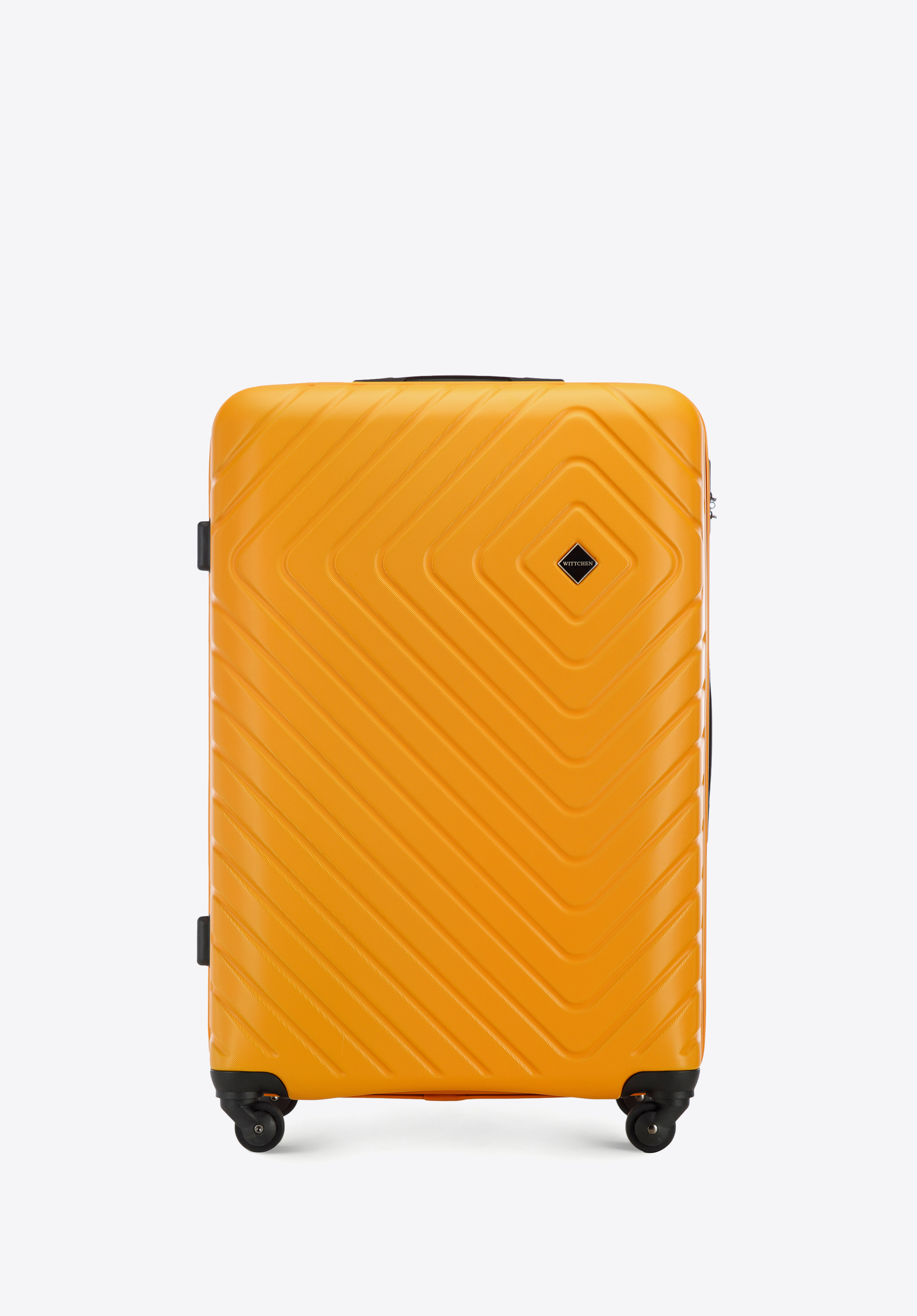 Großer ABS-Koffer und Kosmetikkoffer mit geometrischer Prägung, orange, 56-3A-753-55K, Bild 1