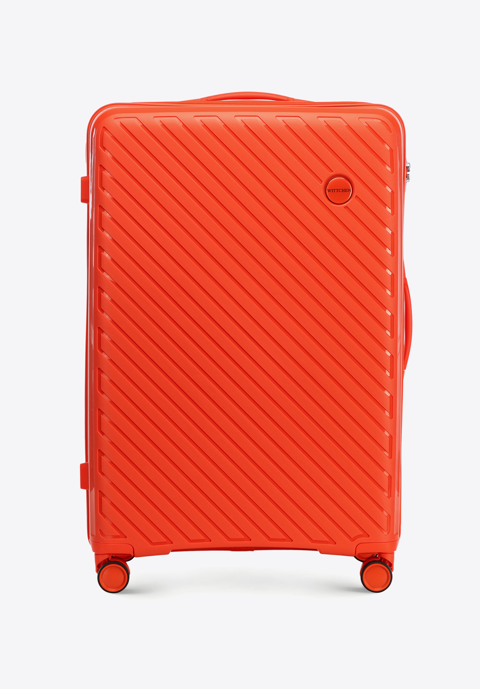 Großer Koffer aus Polypropylen mit geprägten Streifen, orange, 56-3T-203-55, Bild 1