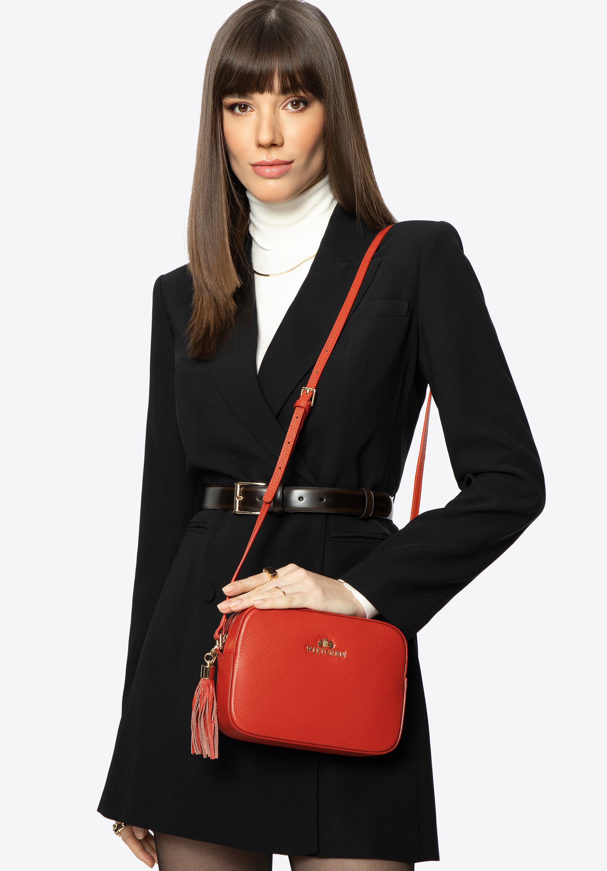 Kastenförmige Umhängetasche aus Leder, orange, 29-4E-014-6, Bild 1