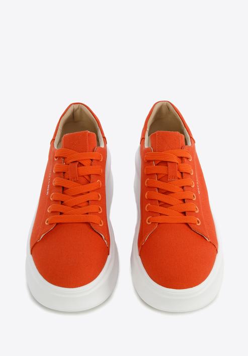 Klassische Sneakers für Damen mit dicker Sohle, orange, 96-D-962-6-37, Bild 2