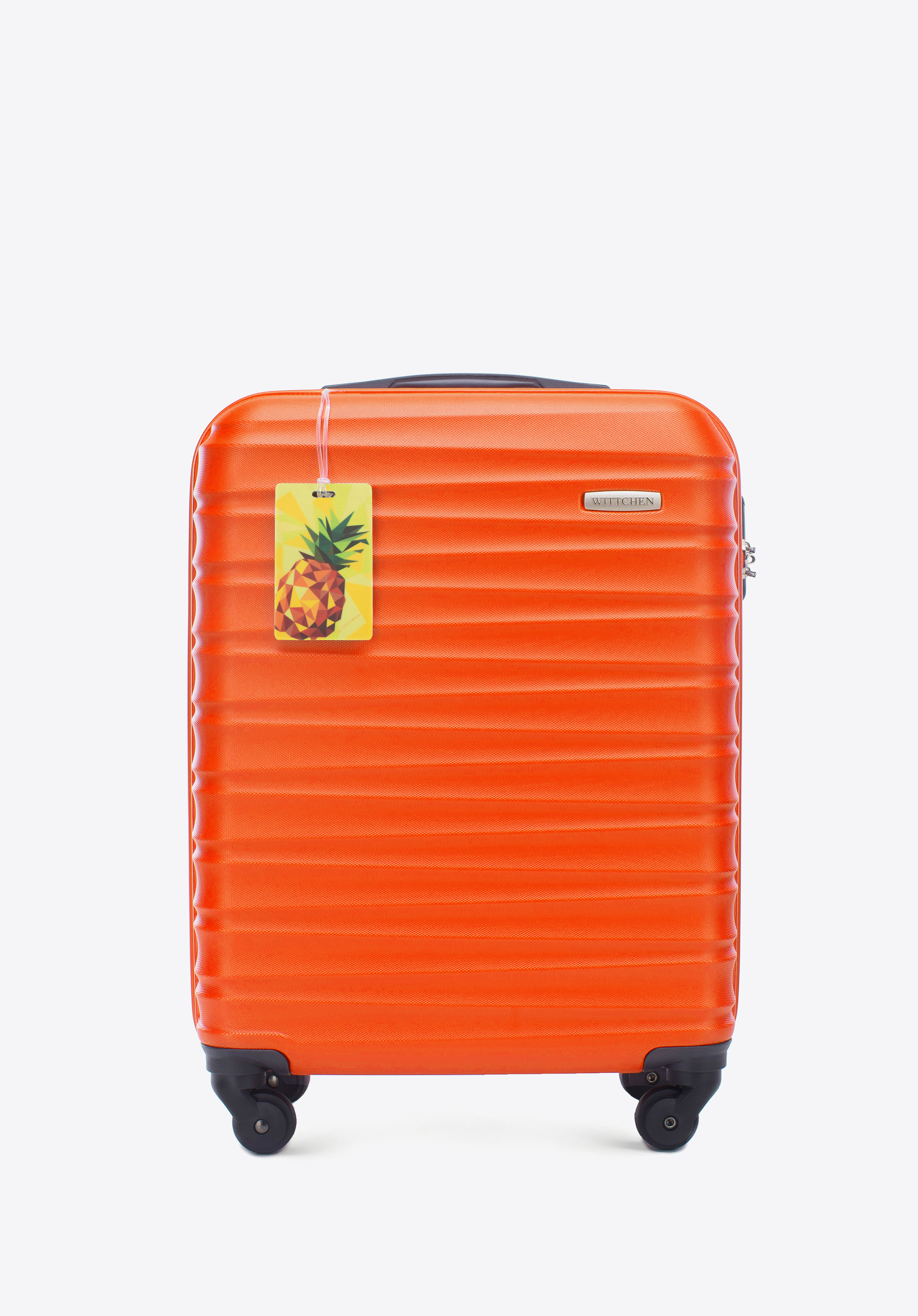 Kleiner Koffer aus ABS-Material mit Gepäckanhänger, orange, 56-3A-311-55Z2, Bild 1