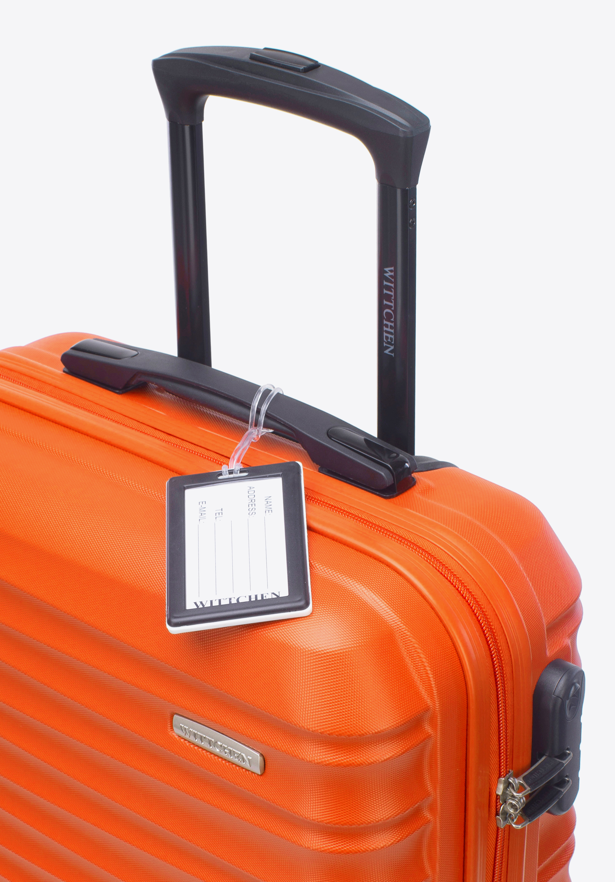 Kleiner Koffer aus ABS-Material mit Gepäckanhänger, orange, 56-3A-311-55Z2, Bild 1