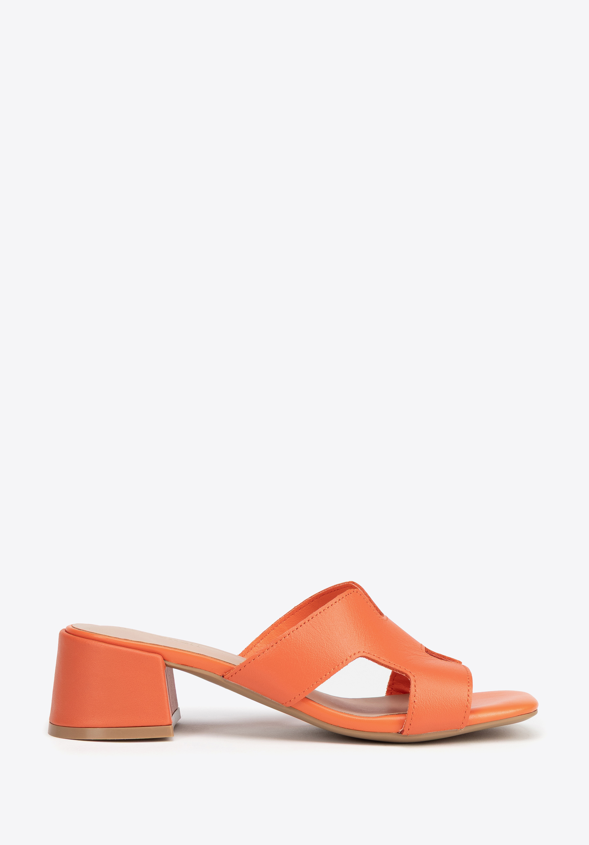 Leather heeled sandals with H-shaped cutout, orange, 100-D-850-6-38, Bild 1