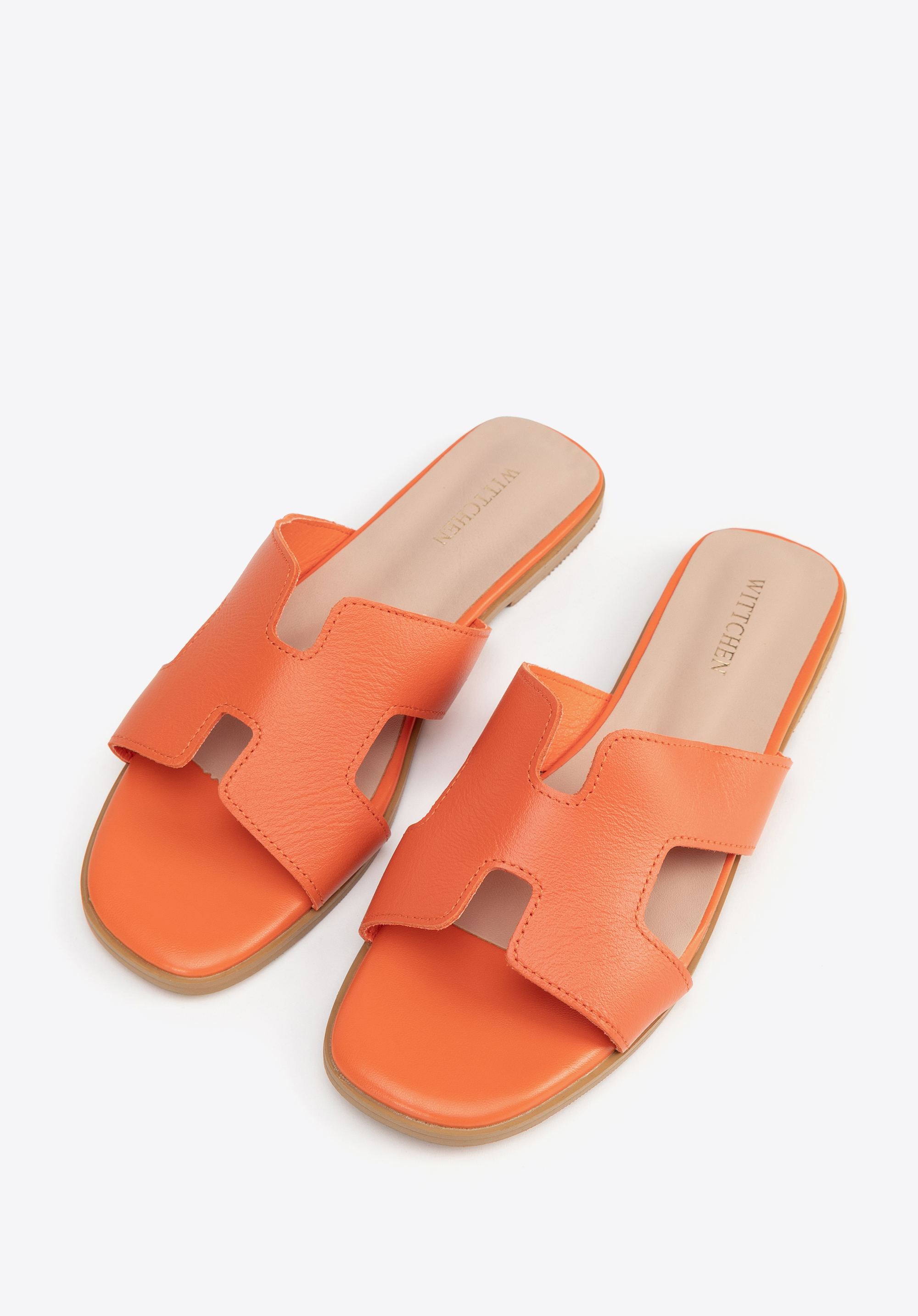 Ledersandalen mit H-förmigem Ausschnitt, orange, 100-D-851-6-41, Bild 1