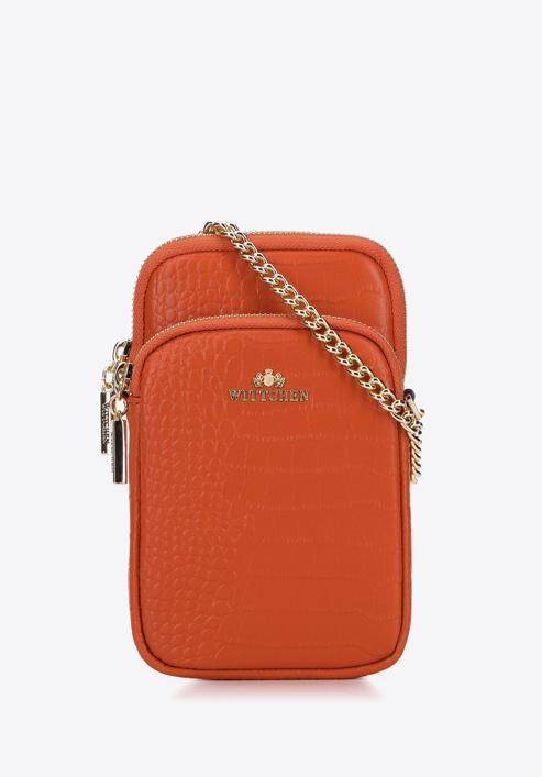 Minitasche aus Leder mit Vordertasche, orange, 95-2E-664-6, Bild 1